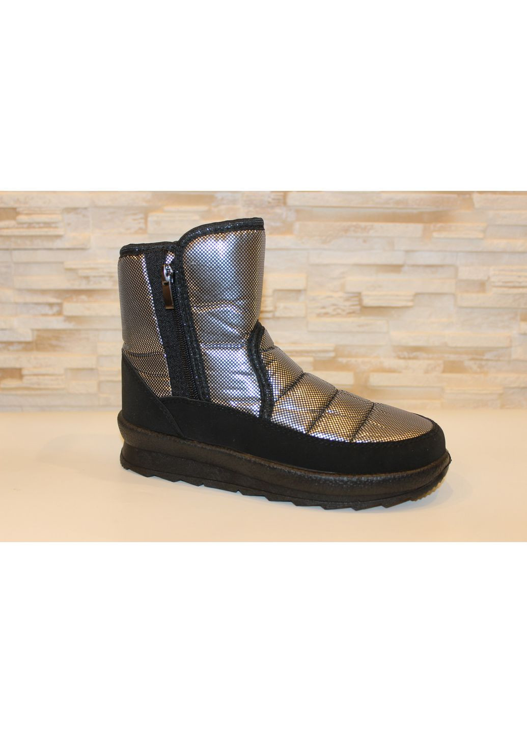 Зимние сапоги дутики женские зимние серебристые No Brand