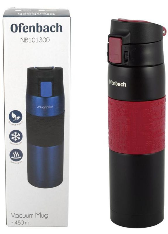 Термос-пляшка Elegance 480мл спортивний термос для активного відпочинку з силіконовою вставкою Ofenbach (368980927)