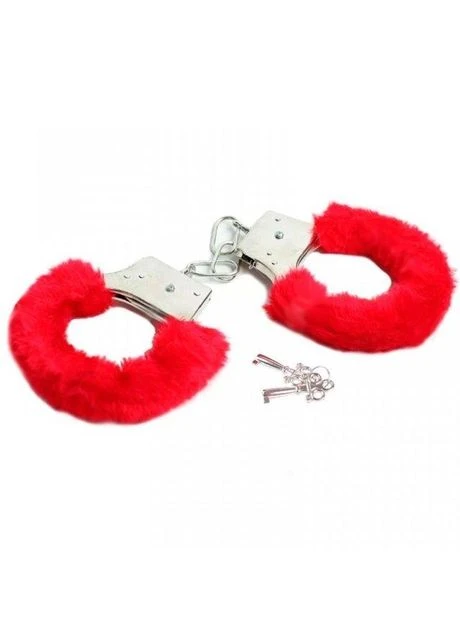 Меховые наручники эротические для ролевых интимных игр красные Love Cuffs Red от all Оригинал Orion (302368287)