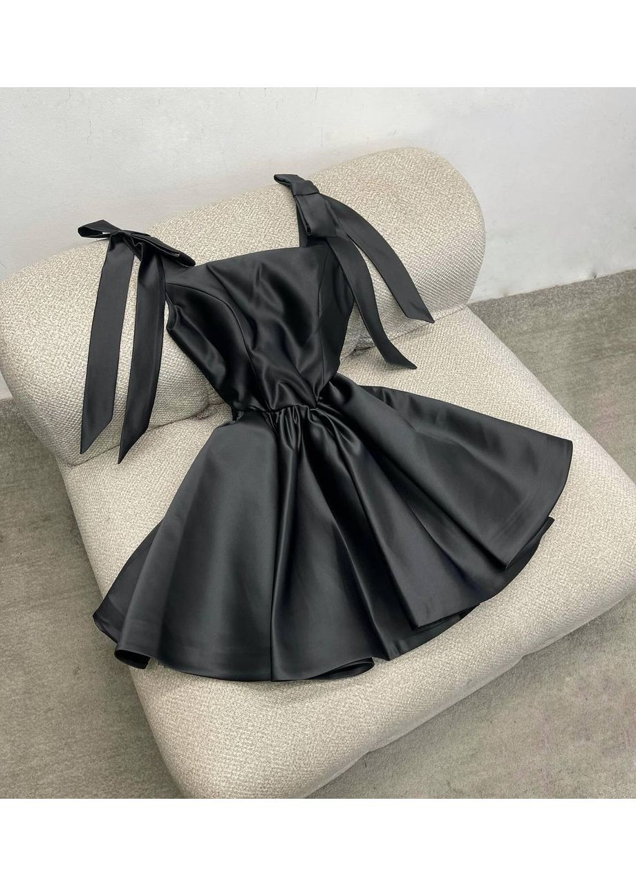 Чорна повсякденний жіноча атласна міні-сукня Україна