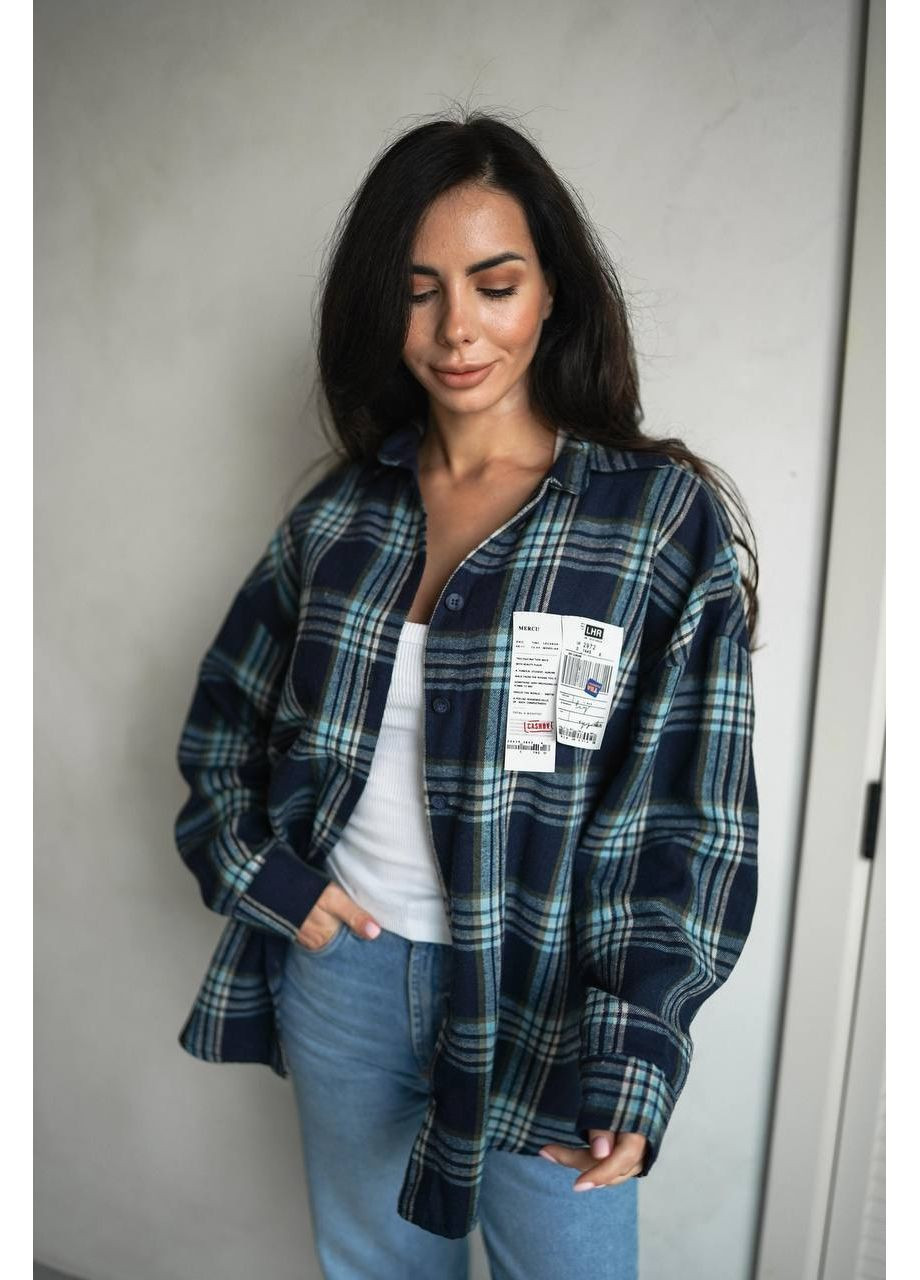 Синяя повседневный, кэжуал рубашка в клетку Style Point с длинным рукавом