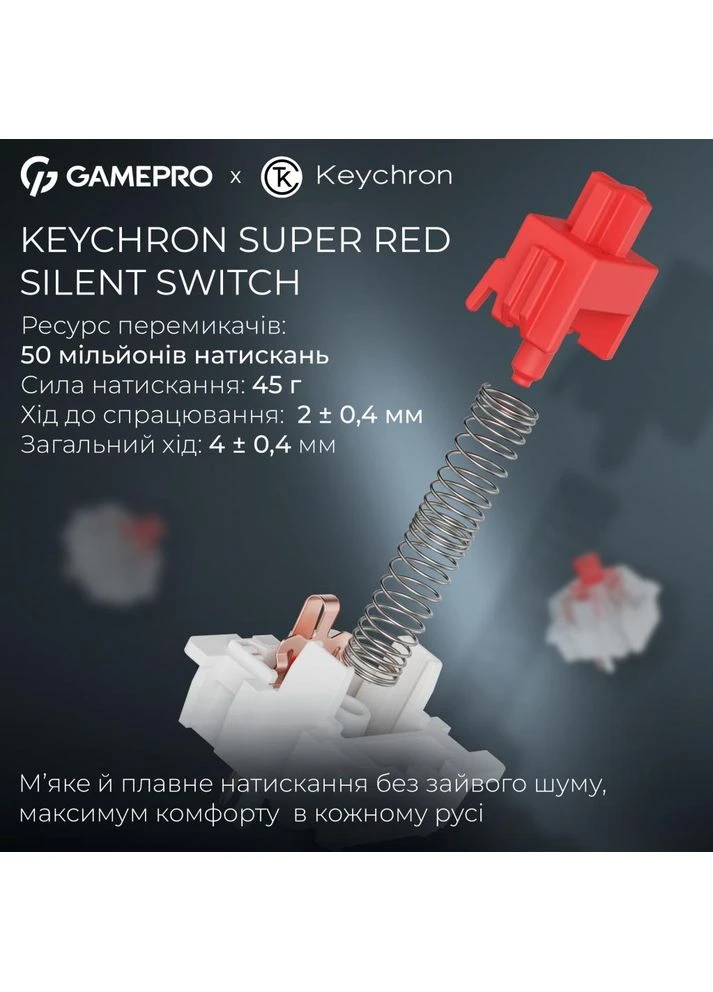 Клавіатура Asgard Drakkar Keychron Super Red Switch Wireless/Bluetooth/USB UA Blue (MK305BL) GAMEPRO (390933877)