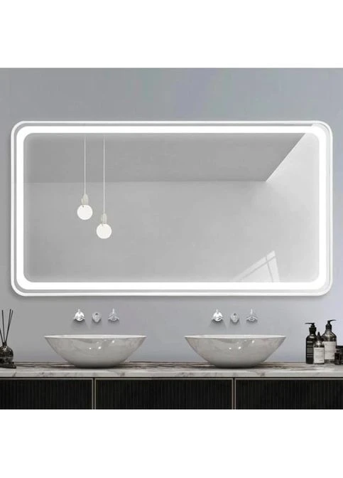 Дзеркало LED DE-M0065D Silver 80смх65см, підігрів+ годинник/темп Dusel (374676326)
