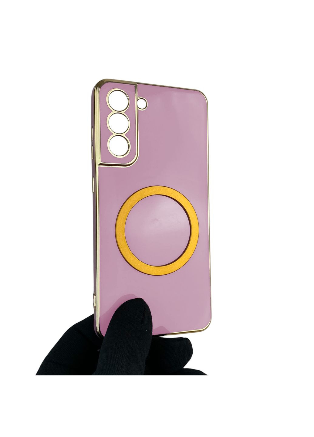 Чохол для Galaxy S21 FE (SM-G990B) з кільцем MagSafe із золотою окантовкою на самсунг с21 фе чорничний gs1 Samsung (366231991)