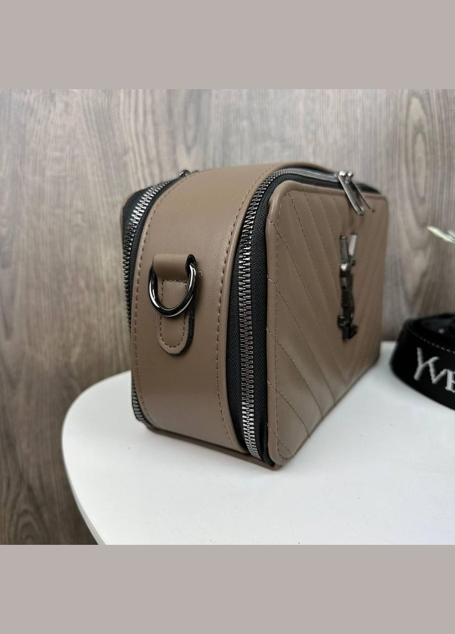 Стильна жіноча міні сумочка стиль Yves Saint Laurent каркасна сумка для дівчат стьобана Кавовий No Brand (334729972)