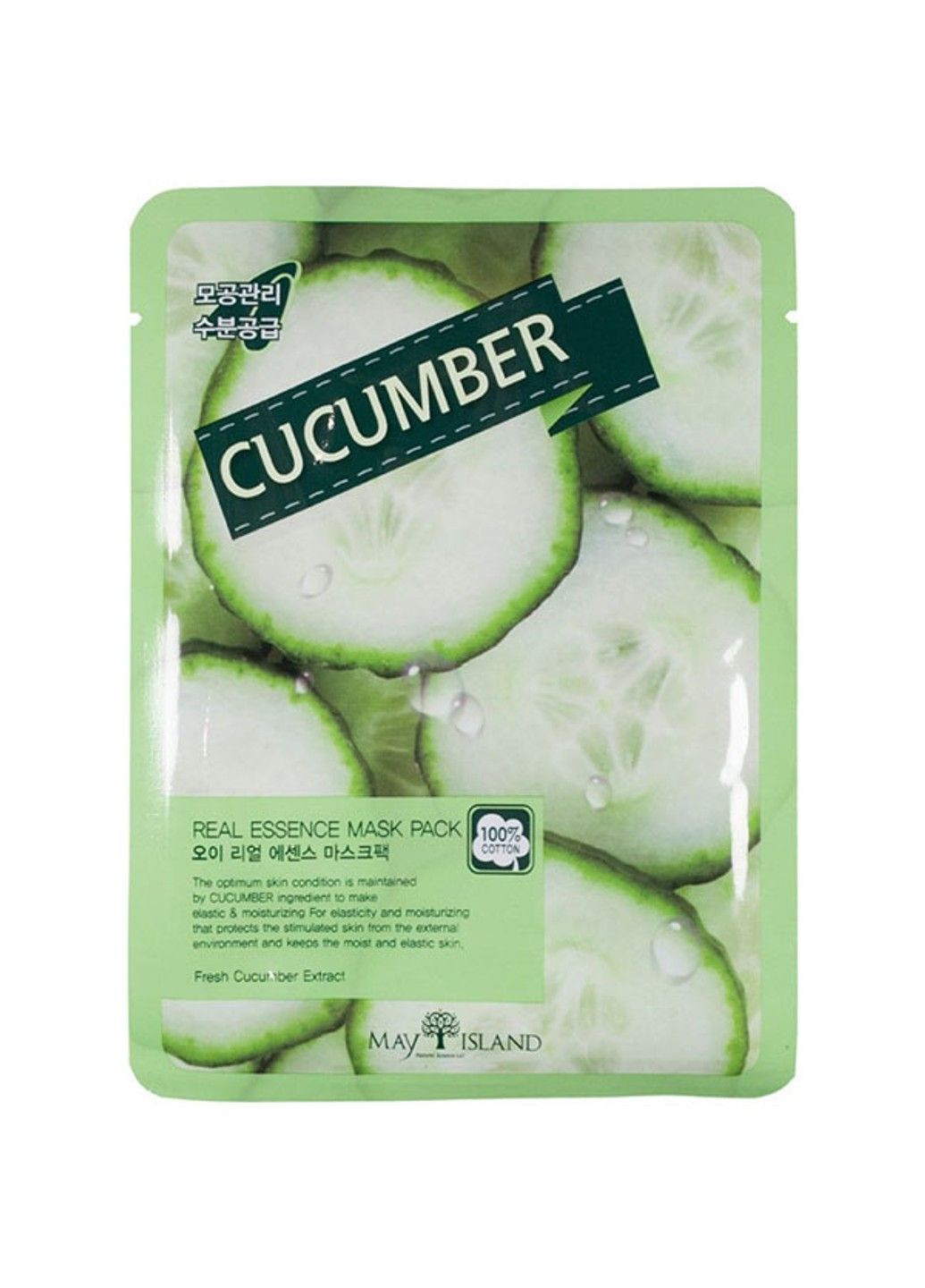 Маска тканинна зволожуюча з екстрактом огірка для обличчя Real Essense Cucumber Mask Pack 25ml May Island (303633382)
