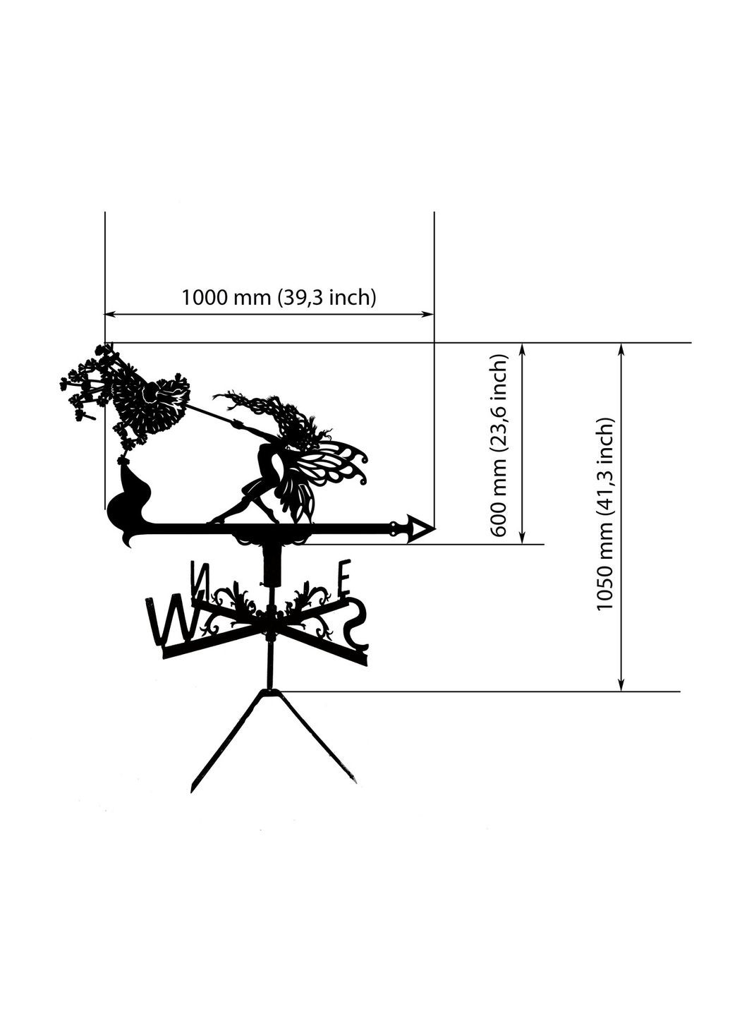 Флюгер Фея с одуванчиком металл 2 мм, флюгер на крышу No Brand (368896661)