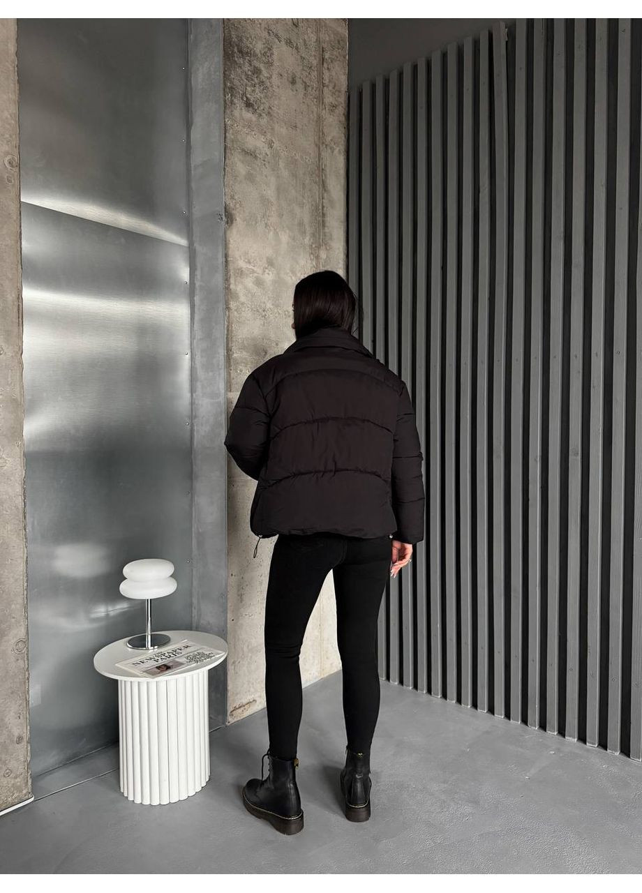 Чорна зимня зимова жіноча куртка 2 в 1 із знімним капюшоном та хутряним коміром — заміри в описі куртка-пальто DK/DL Мода без кордонів