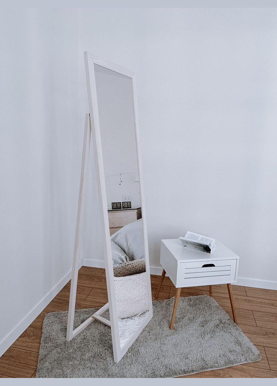 Дзеркало підлогове в дерев'яній рамі в повний зріст Вайс 170х40 см W.W.STYLE (327053329)