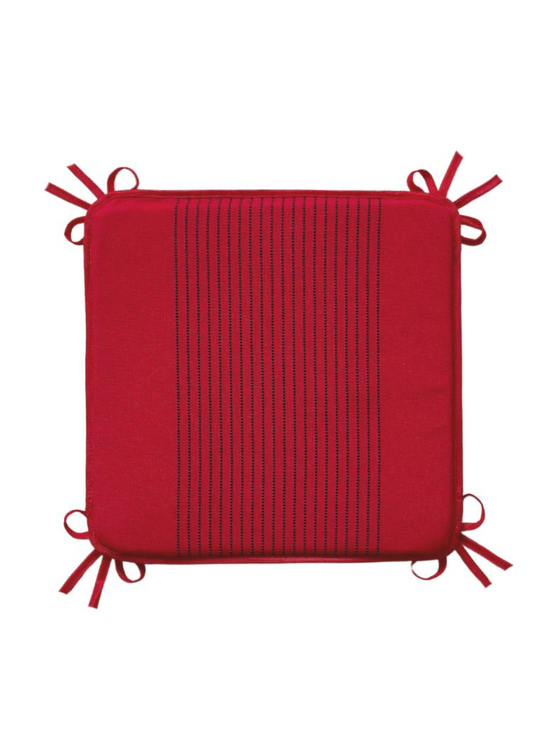 Подушка для стула на завязках 33х33х2 см ярко-красный в полоску No Brand (324831920)