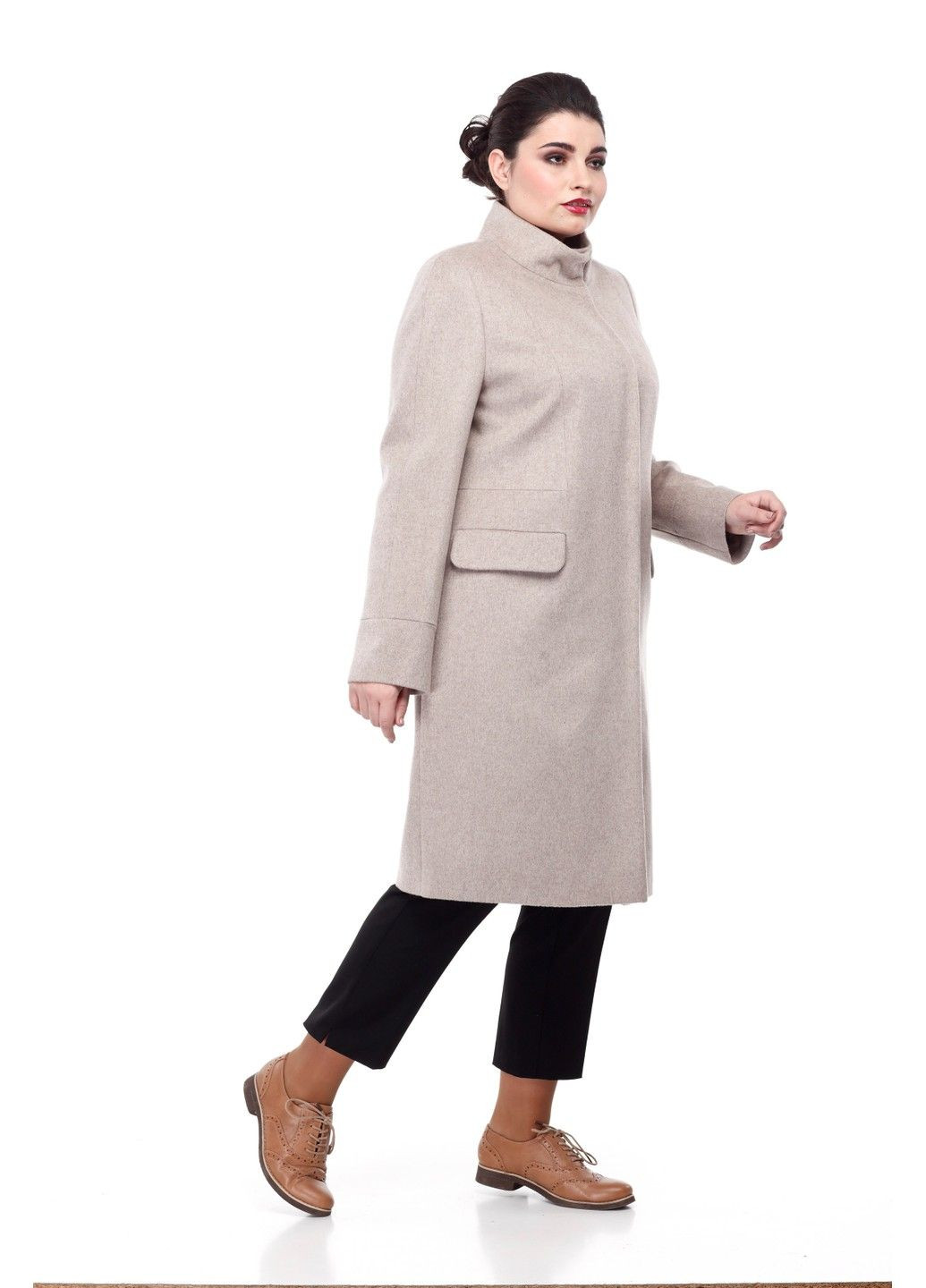 Бежевое демисезонное Пальто Лада светло-бежевое Origa