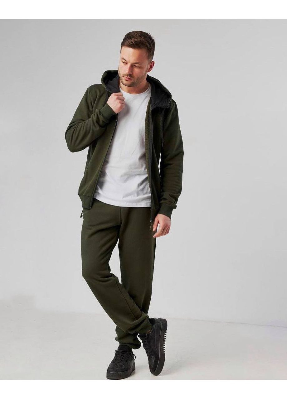 Оливковый (хаки) демисезонный мужской спортивный костюм брючный No Brand