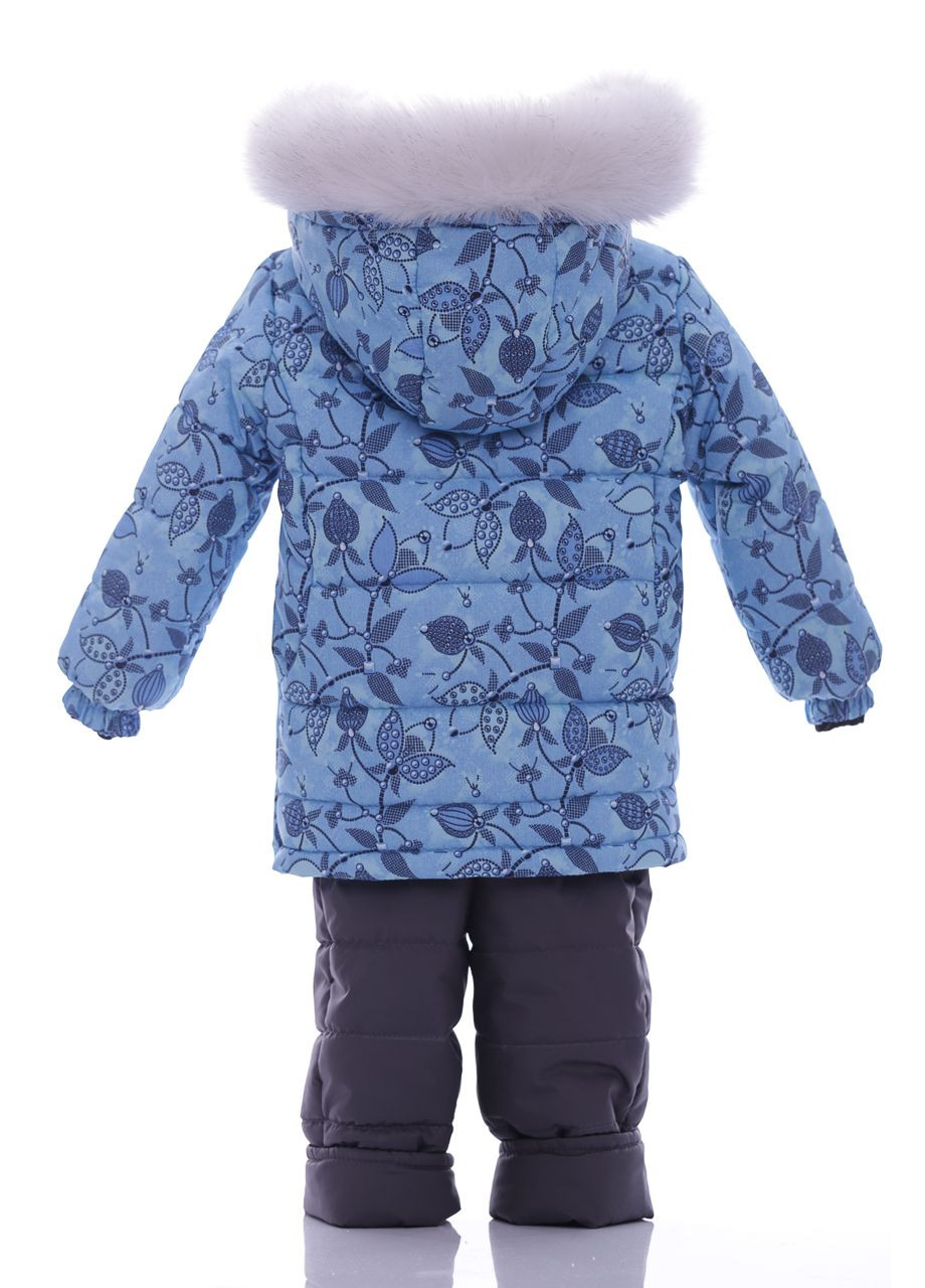 Голубой зимний комбинезон для девочки на холлофайбере с принтом у цветки стелла голубой см. (44308) BABYKROHA