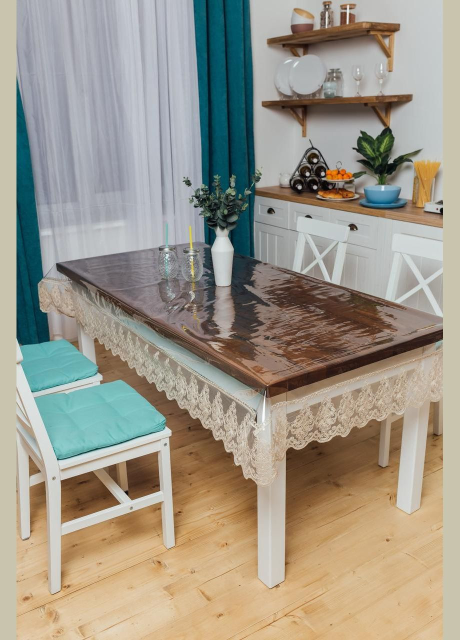 Силиконовая скатерть Бежевое Широкое Кружево 170x130см Royal House (315144660)