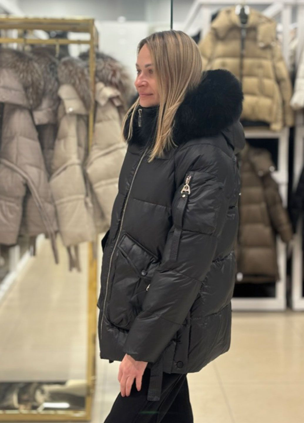 Черный зимний Пуховик ZLLY