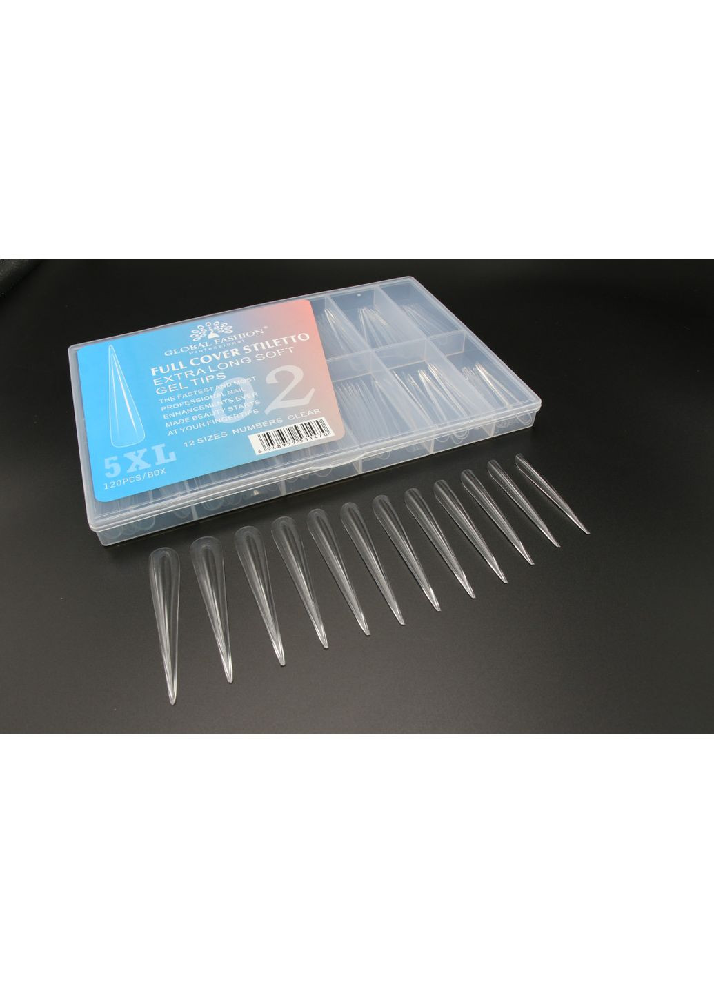 Геловые типсы 5XL экстрадлинные, Стилет №02, 120 шт No Brand (366569195)