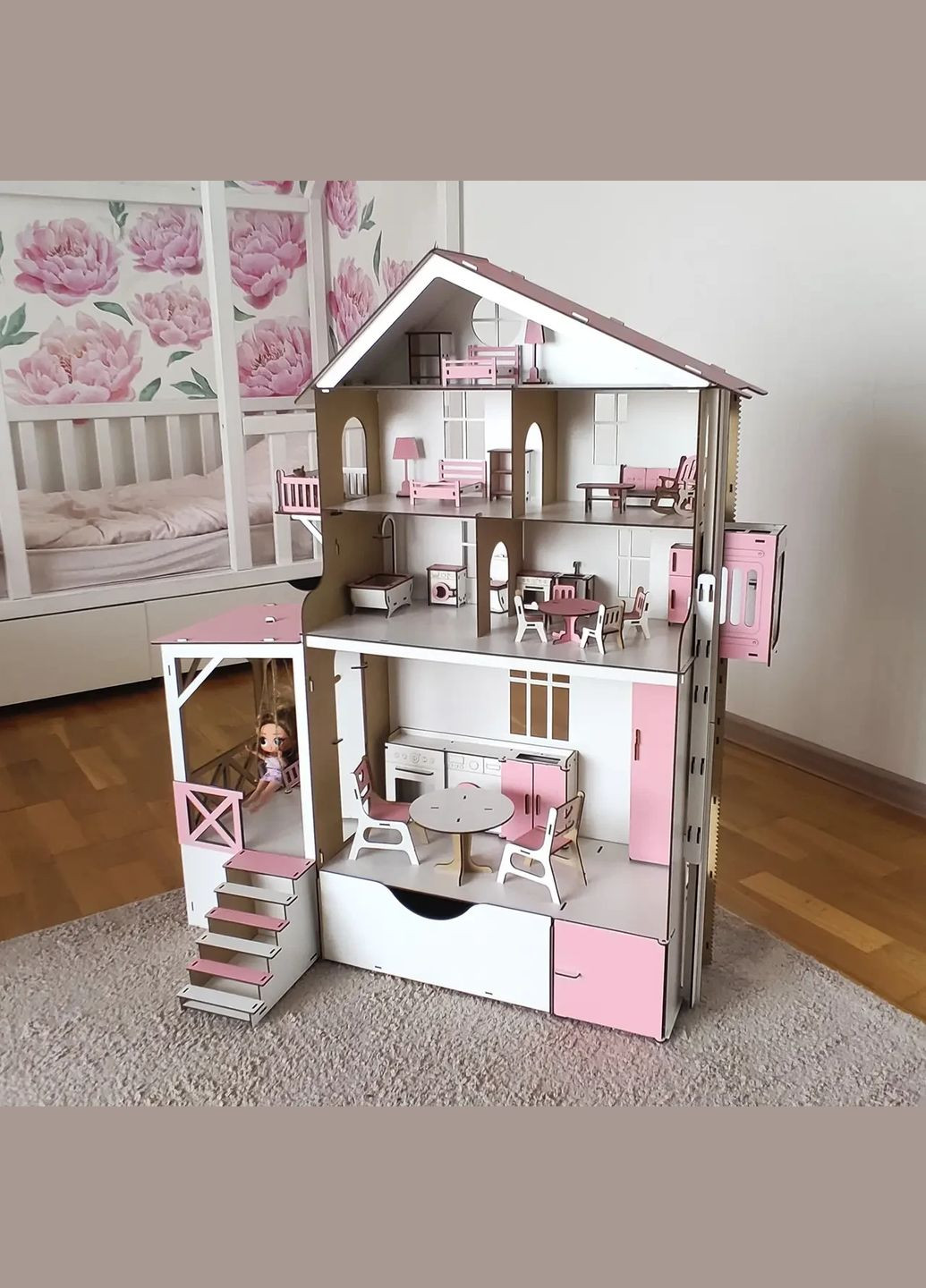 Большой качественный кукольный домик для Lol c мебелью и лифтом, игрушечный дом для кукол лол и барби Barbie (322777217)