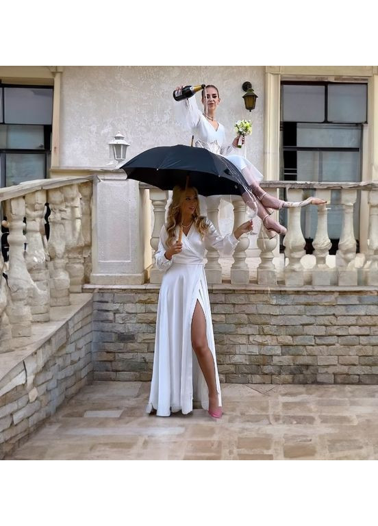 Білий вечірня плаття а-силует FashionYouWant однотонна