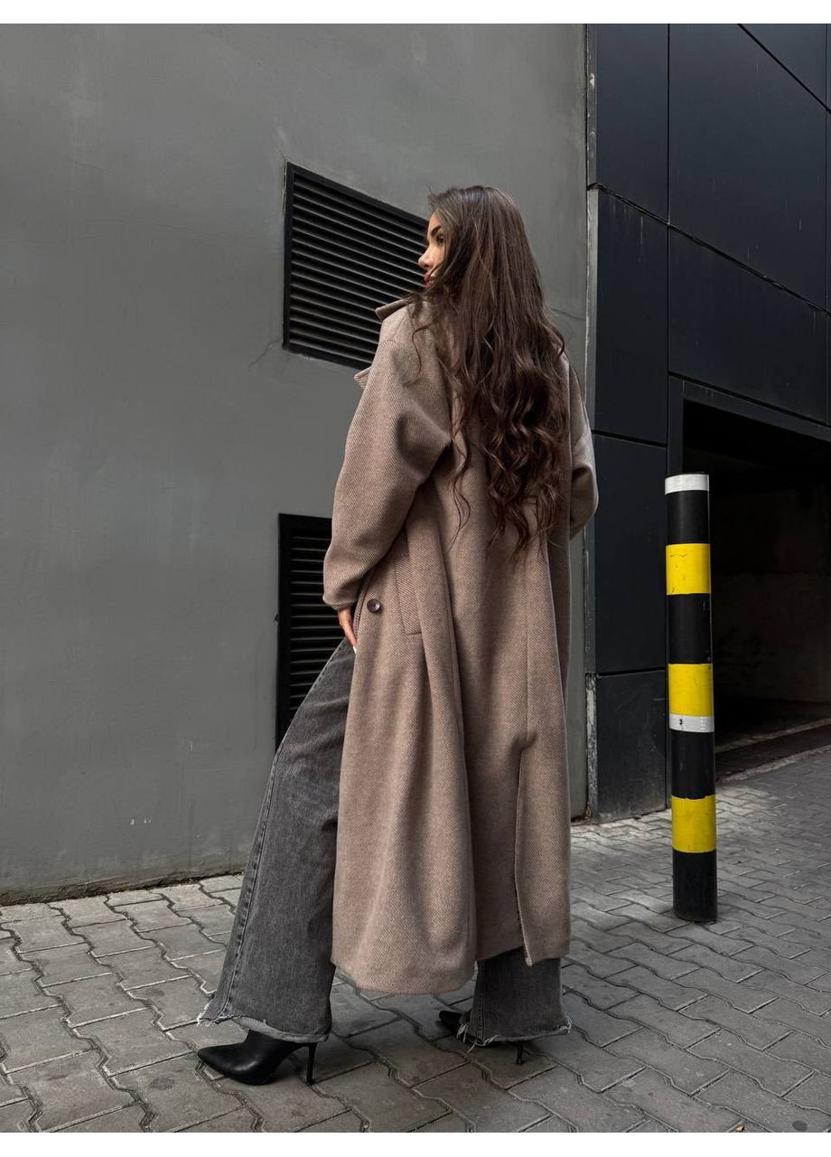 Коричневое демисезонное Пальто женское кашемировое Style Point