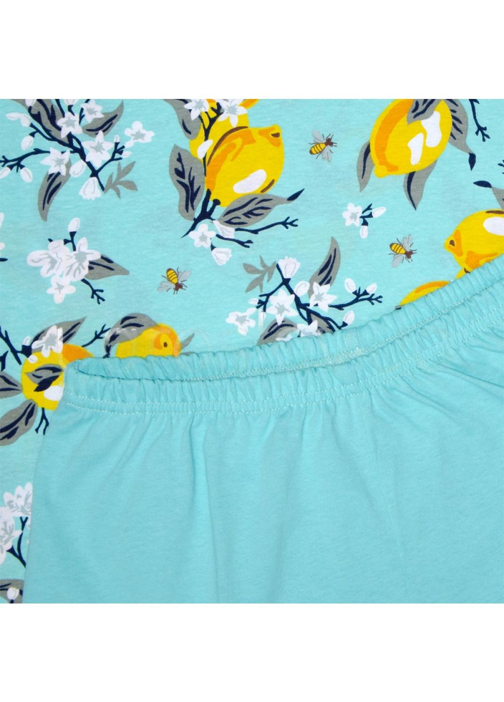Бирюзовая всесезон пижама м.448/1 лимон футболка + шорты Ярослав