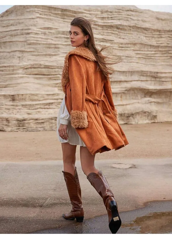 Коричневое демисезонное Пальто SHEIN