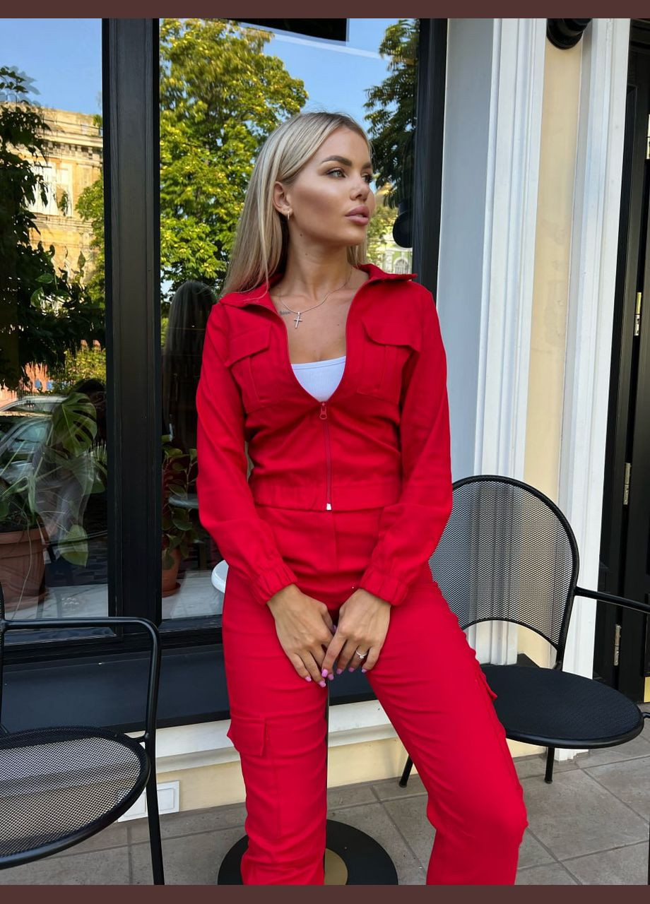 Жіночий костюм двійка колір червоний р.46/48 452071 New Trend (285710984)