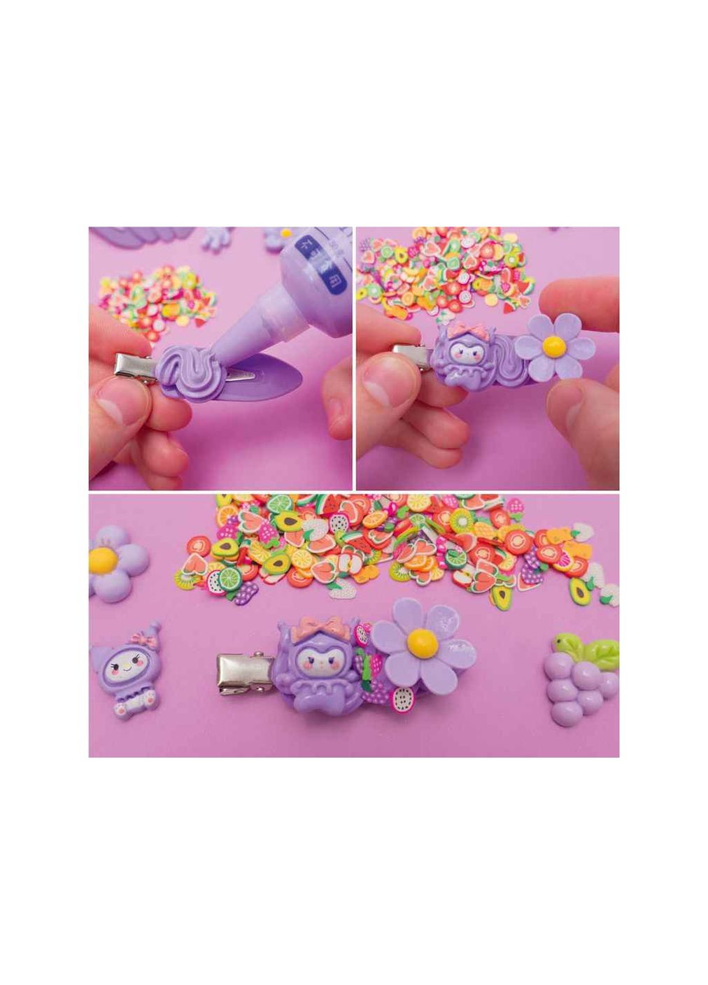 Набор для творчества Клей с кабашонами. Заколки фиолетовые VT4600-01 Vladi toys (366816327)