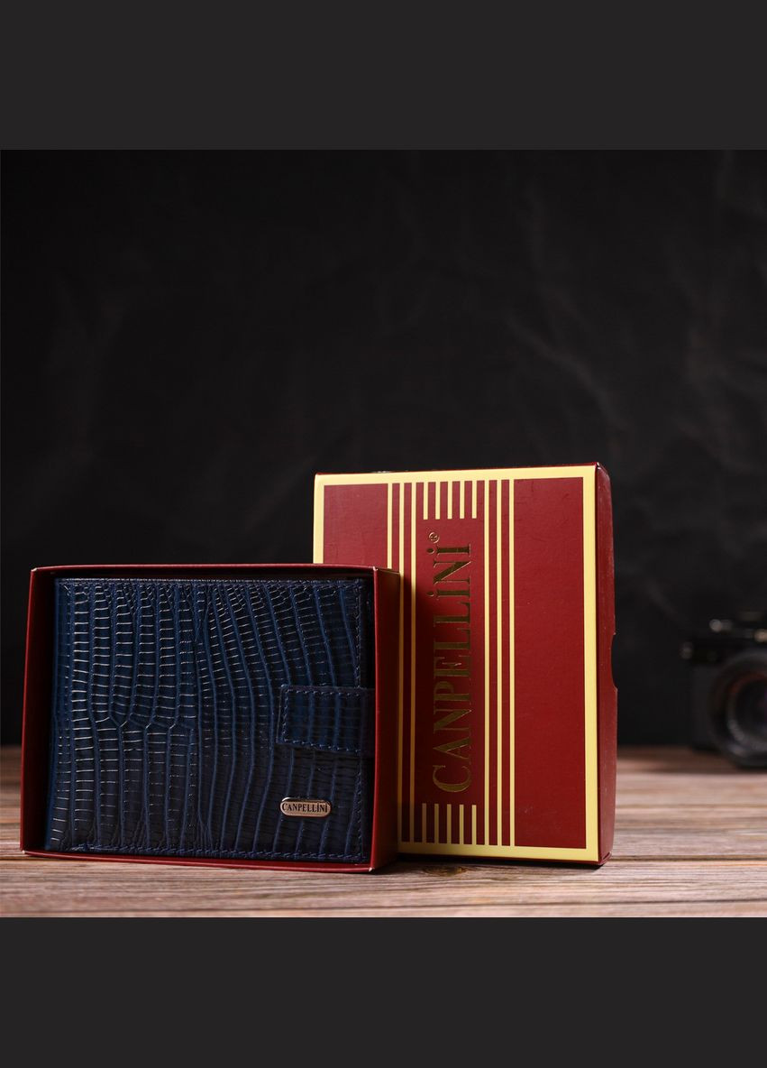 Гаманець чоловічий Шкіряний з тисненням 21887 Синій Canpellini (306881748)