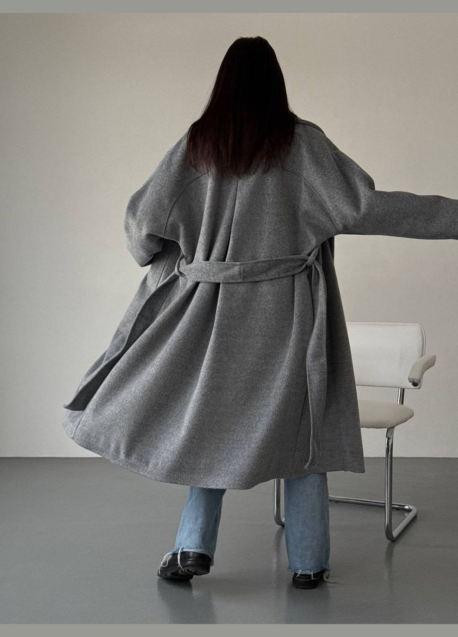 Серое демисезонное Легкое кашемировое оверсайз пальто без подкладки. оверсайз Vakko