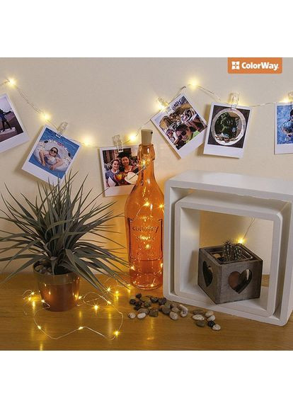 Светодиодная гирлянда с прищепками для фото 20LED 3 м Warm White (CW-LCP-20L30BU) Colorway (322445634)