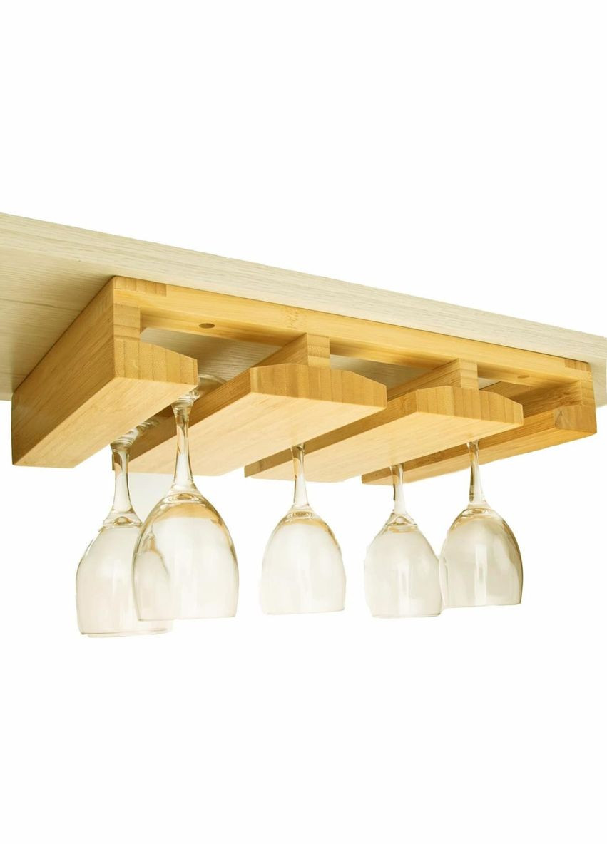 Полиця для келихів з дерева Дженола каррі (ОБС-007403) No Brand (327426121)