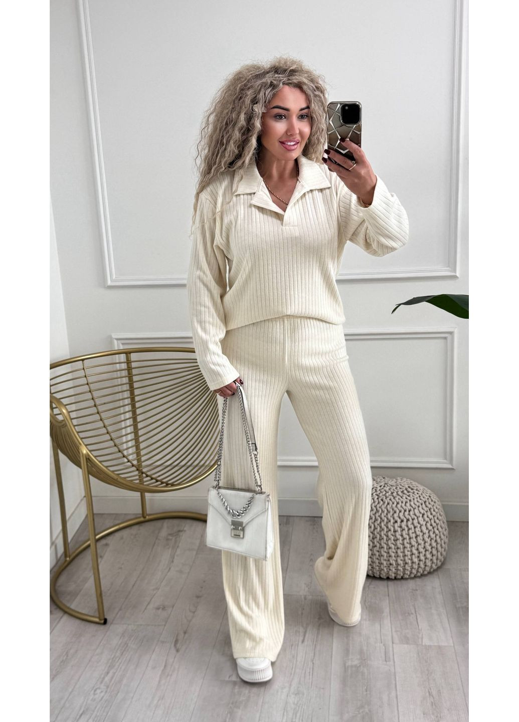 Костюм з королівської ангори у широкий рубчик,кофта оверсайз та штани палаццо Україна (365958163)