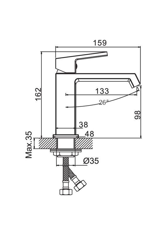 Змішувач для умивальника GAUDI 001 (HB9581) Haiba (322004703)