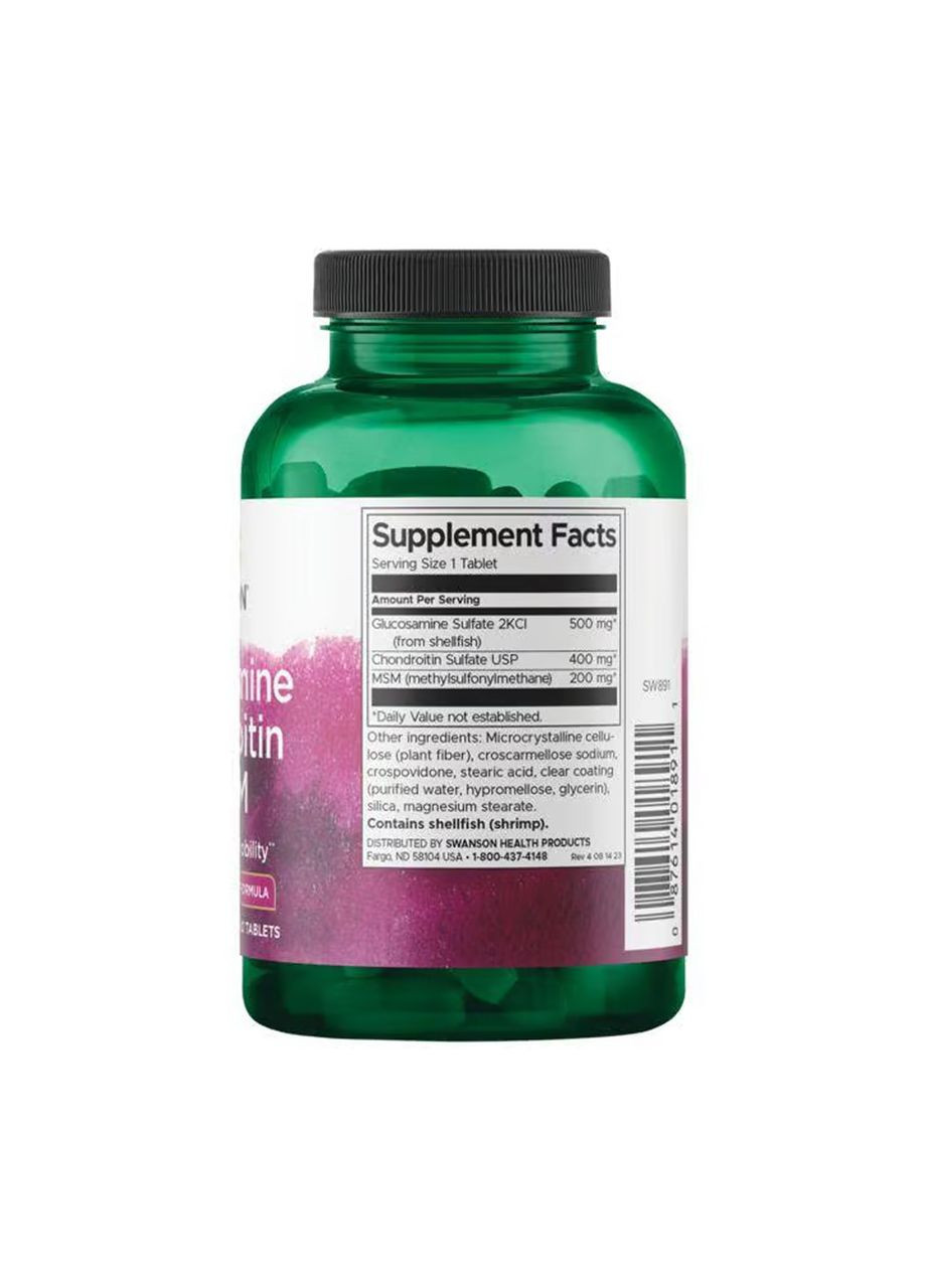 Glucosamine Chondroitin & Msm - Higher Strength - 120 tabs Swanson (369400422)