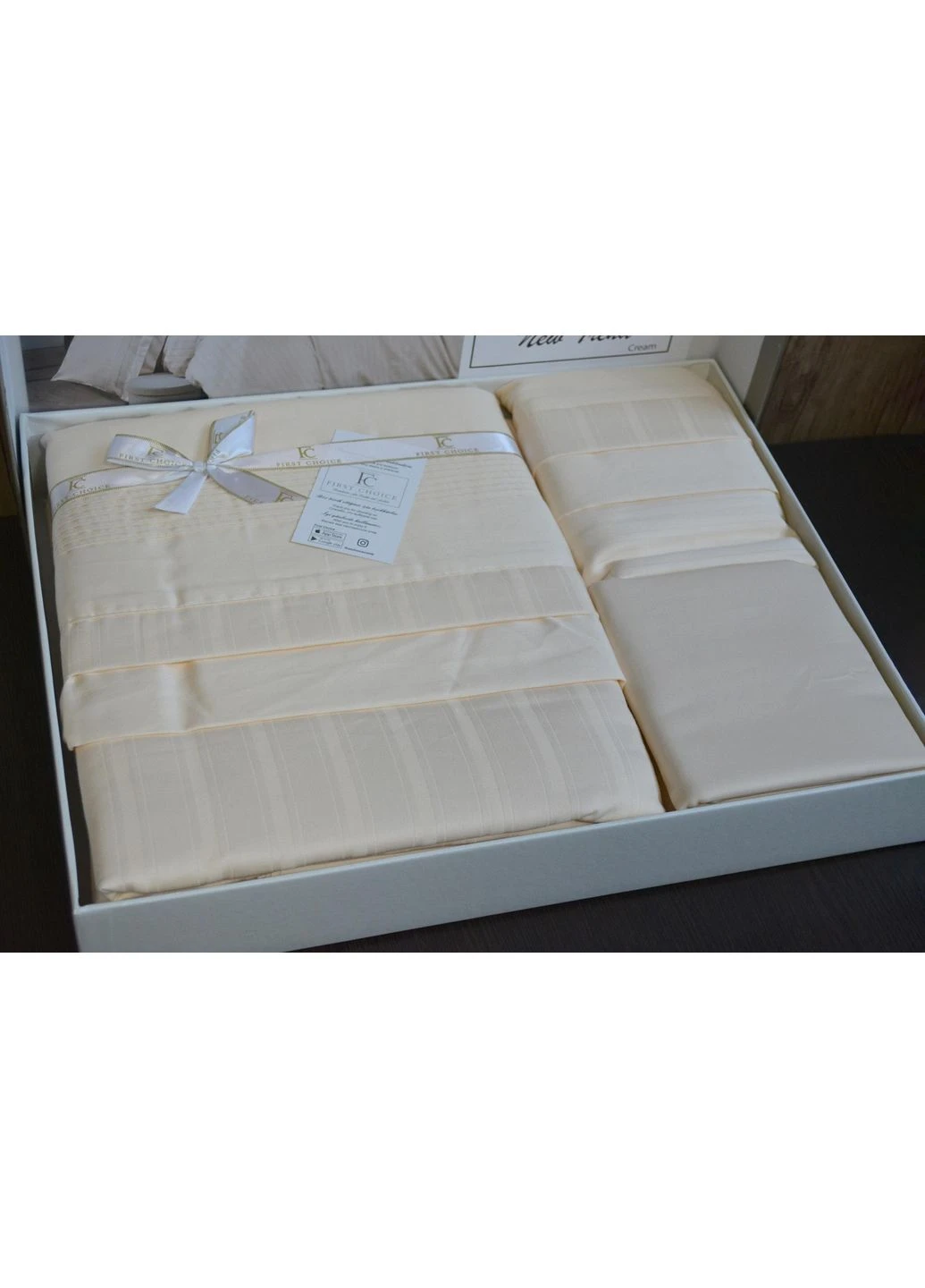 Двуспальный Евро комплект New Trend Cream Сатин First Choice (385632247)