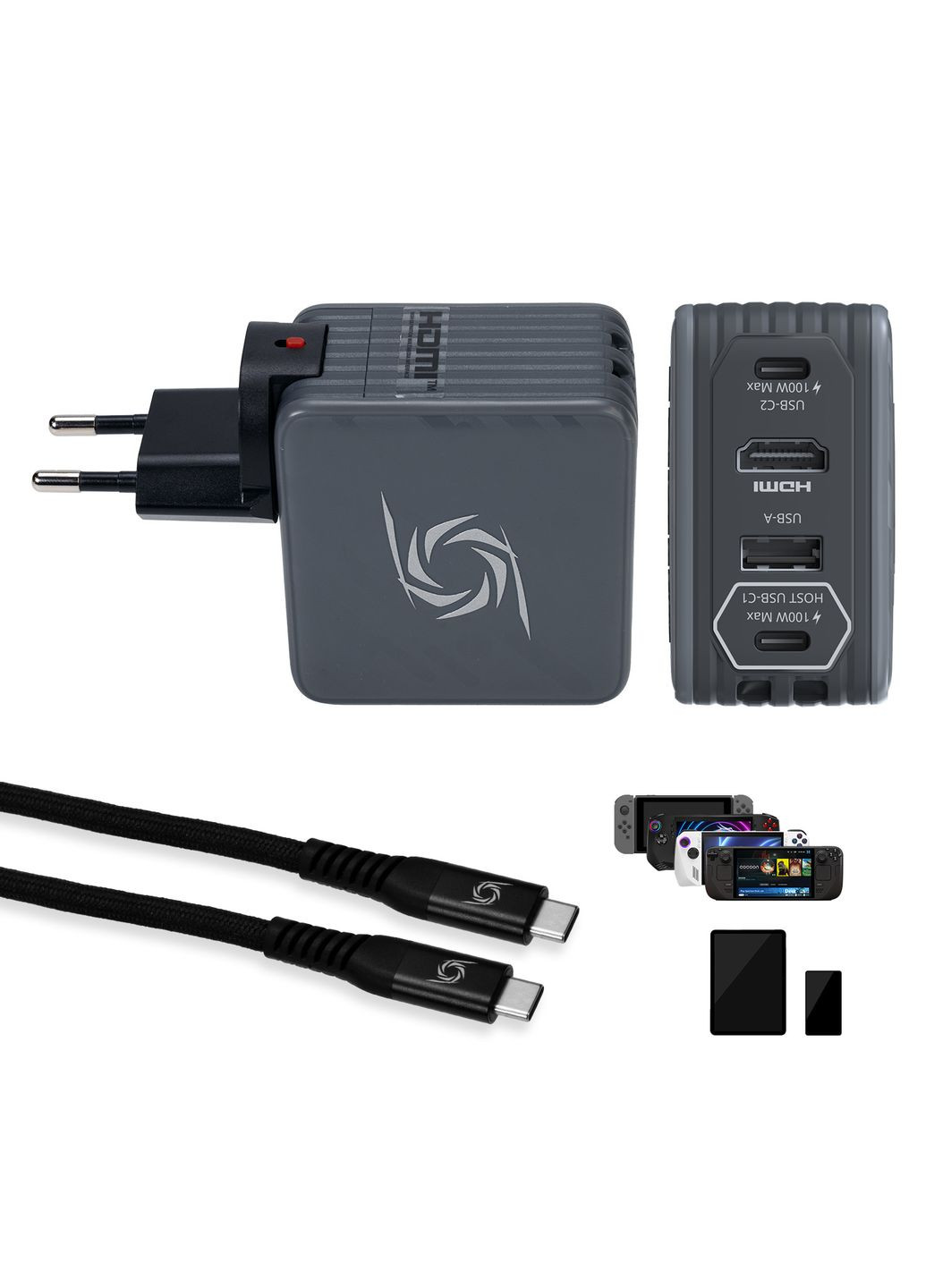 Зарядное устройство GC313 CORE GO 100Вт 2хUSB-С, 1хUSB-A, 1xHDMI, черный AVerMedia (322617951)