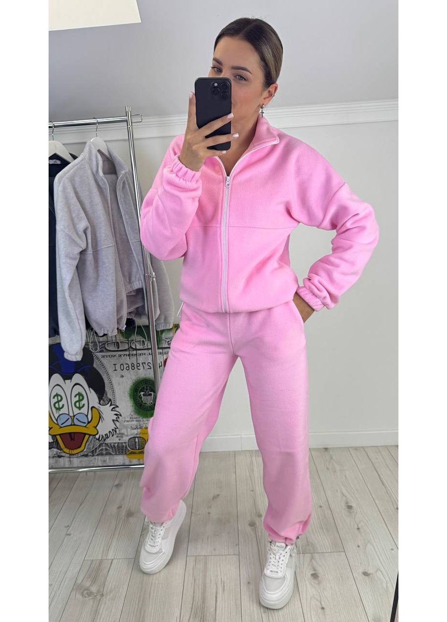 Костюм женский флисовый брюки на затяжках и кофта на молнии No Brand (366815755)