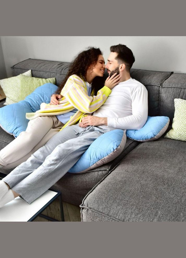 Наволочка для П-подушки для вагітних сну та відпочинку 140х75х20 см стьобана з блискавкою джинс мікрофібра IDEIA (323645720)