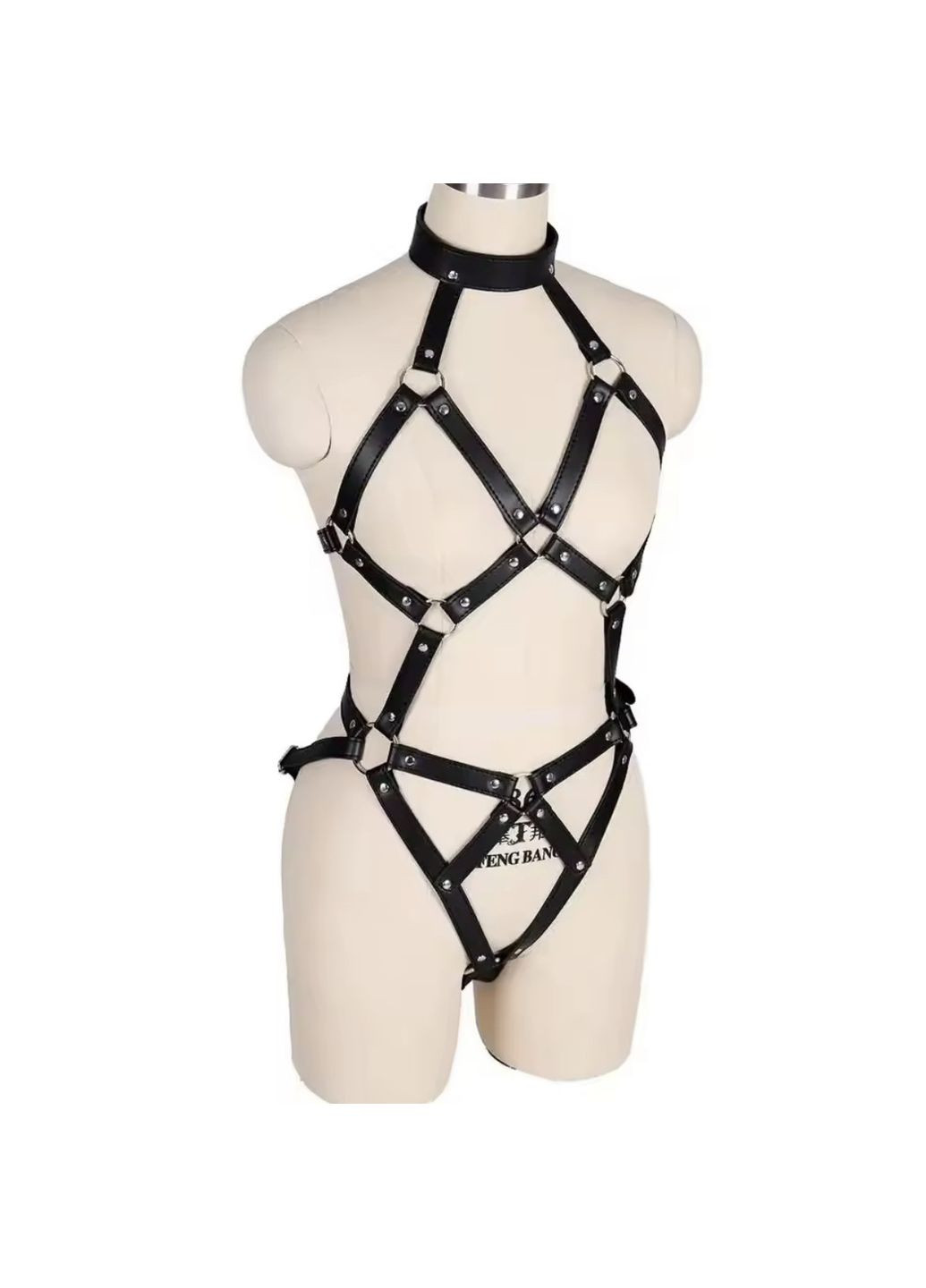 Шкіряний бондажний комплект з ошейником для ролевих ігор No Brand (361072376)