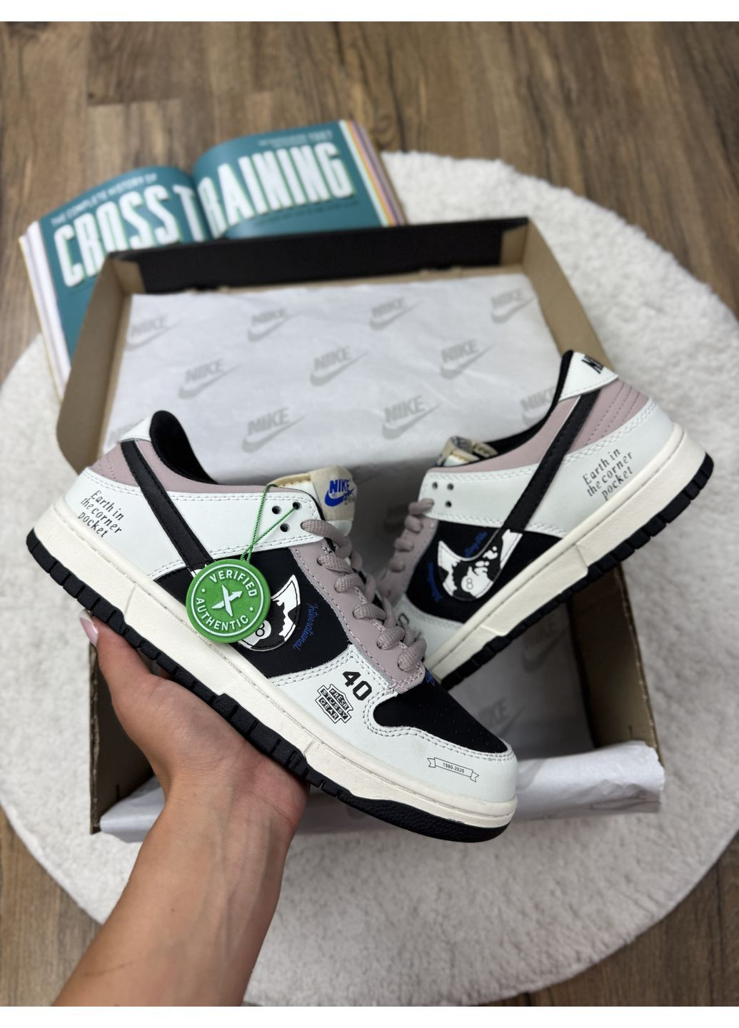 КРОССОВКИ ЖЕНСКИЕ NIKE SB DUNK LOW X STUSSY 40TH BLACK GREY BEIGE НАЙК СБ ДАНК No Brand серые демисезоны (367172202)