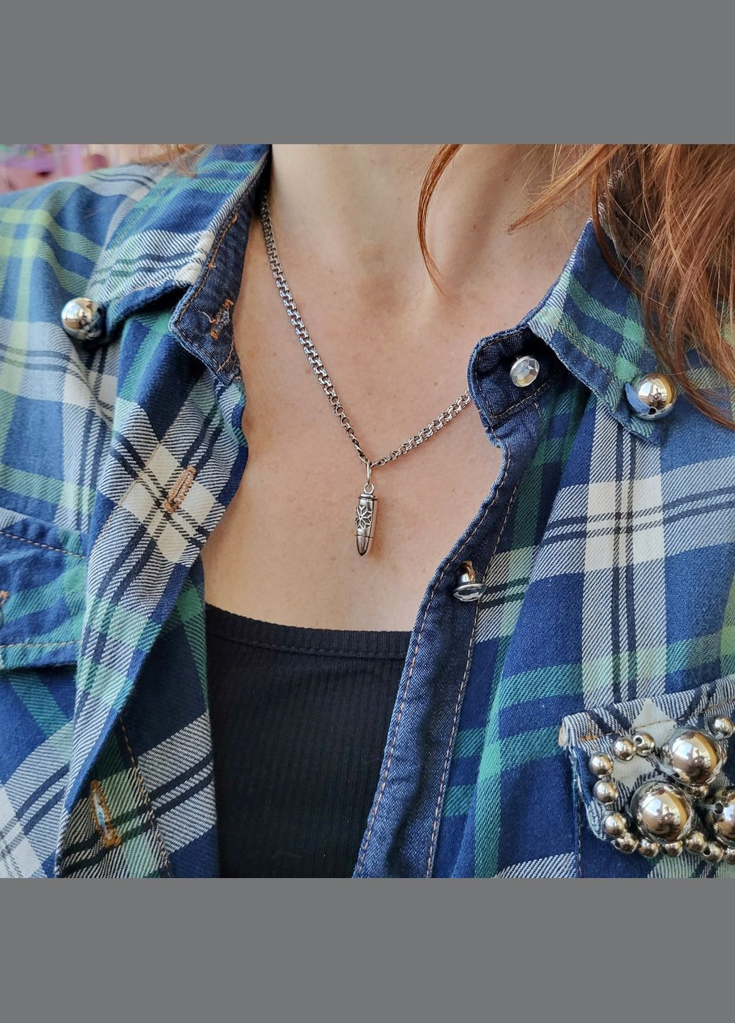 Срібна підвіска кулон без каменів Патрон з Вишиванкою срібло 925 проби Чорнене 89097 2.45г No Brand (306741843)