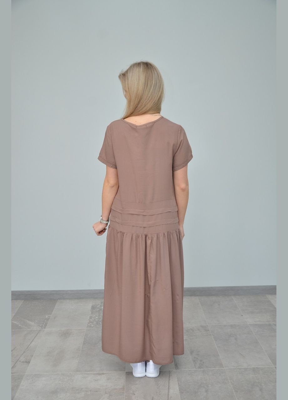 Світло-коричнева жіноча сукня, короткий рукав, різні кольори (розміри:, l, xl) No Brand однотонна