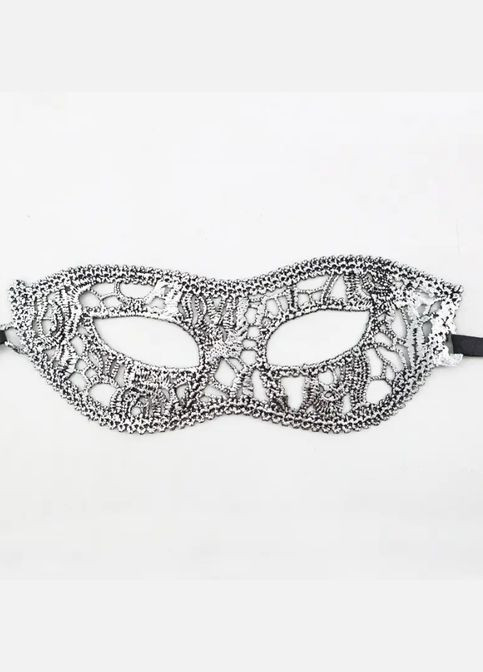 из кружева маскарадная на завязках унисекс 23 на 8 см серебристый Jannet Маска (305398864)