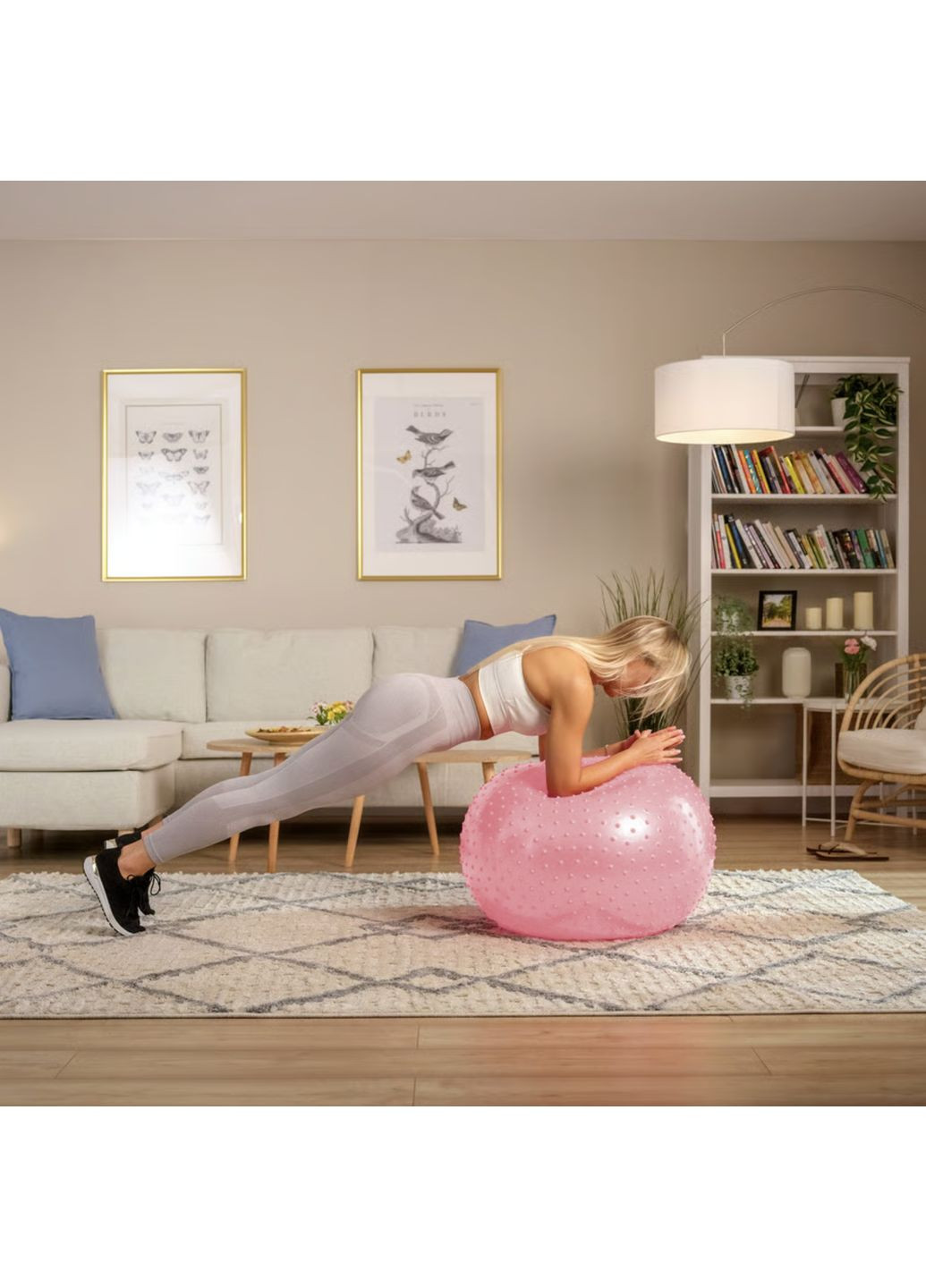 Фитбол массажный 65см розовый + насос Hop-Sport (361952240)