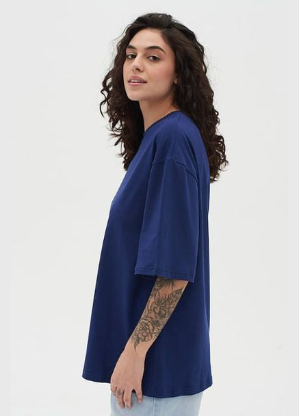 Футболка оверсайз жіноча темно-синя U0104 UNISEX RAY OVERSIZE - (300535937)