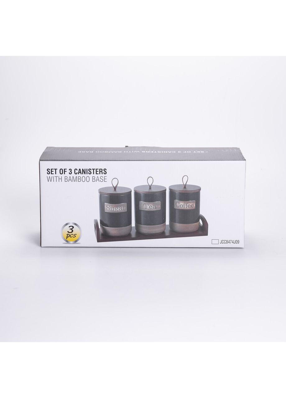 Набір порцелянових банок для сипучих 3 шт по 800 мл з кришками Бежевий HP-26-1BE (A-036475) Yiwu (363189694)