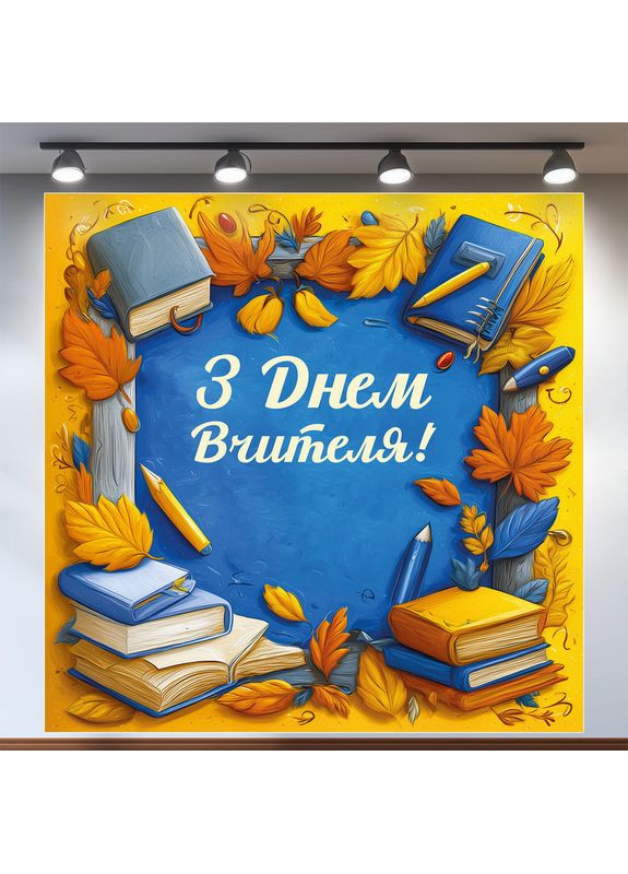 Банер «День вчителя» для фотозони – яскраве оформлення шкільного свята, 200×200 см, №41045 Vinylpex (362268561)