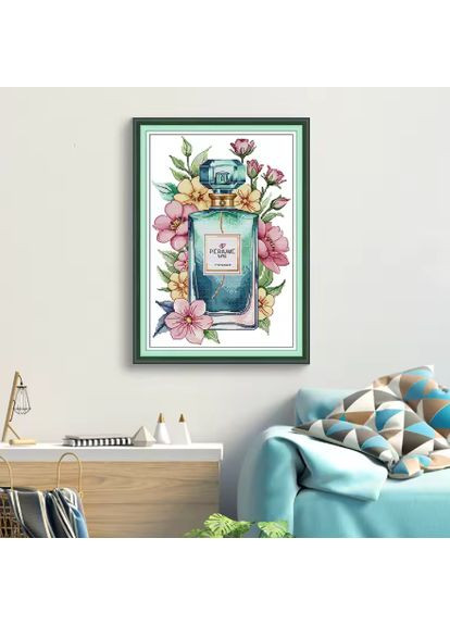 Набір для вишивання за нанесеною на канву схемою "Flower Perfume Bottle".AIDA 14CT printed, 26*35 см Joy Sunday (313614198)