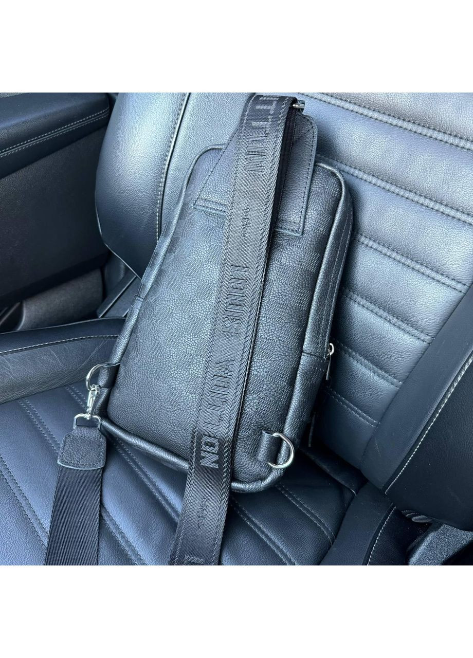 Чоловічі шкіряні сумки бананка з тисненням чорна ProDobro (363259809)