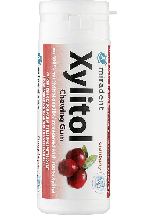 Жувальна гумка "Журавлина" Xylitol Chewing Gum Cranbery 30шт (1063136-95599) Miradent (368626609)